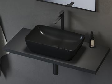 RAVAK UNI 500 R SLIM umývadlová misa 50 cm, bez prepadu, lesklá čierna XJX03150000 Obrázek - fotka