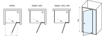 RAVAK PIVOT PDOP2-100 sprchové dvere 100x190 cm, pivotové, black/sklo transparent 03GA0300Z1 Obrázek - fotka