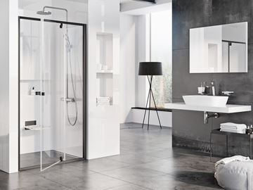RAVAK PIVOT PDOP2-100 sprchové dvere 100x190 cm, pivotové, black/sklo transparent 03GA0300Z1 Obrázek - fotka