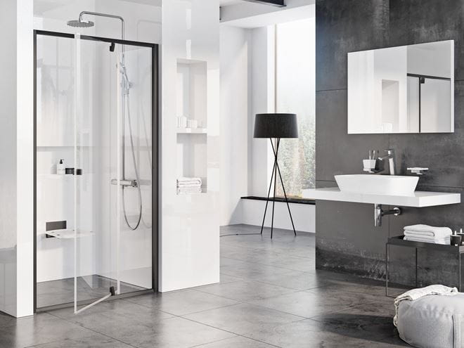 RAVAK PIVOT PDOP2-120 sprchové dvere 120x190 cm, pivotové, black/sklo transparent 03GG0300Z1 Obrázek - fotka