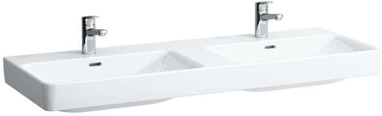 LAUFEN PRO S dvojumývadlo 130 cm, s 2 otvormi pre batérie a prepadom H8149680001041 Obrázek - Hlavní obrázek