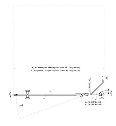 RAVAK SMARTLINE SMSD2 120 B sprchové dvere 120x190 cm, krídlové, pravé, chróm/sklo transparent 0SPGBA00Z1 Technický nákres