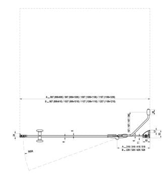 RAVAK SMARTLINE SMSD2 110 A sprchové dvere 110x190 cm, krídlové, pravé, chróm/sklo transparent 0SPDAA00Z1 Technický nákres