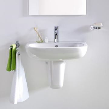 DURAVIT D-CODE umývadlo 60 cm, s otvorom pre batériu a prepadom 23106000002 Obrázek - fotka