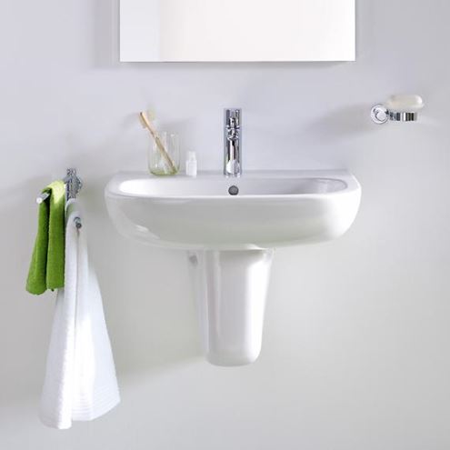 DURAVIT D-CODE umývadlo 60 cm, s otvorom pre batériu a prepadom 23106000002 Obrázek - fotka