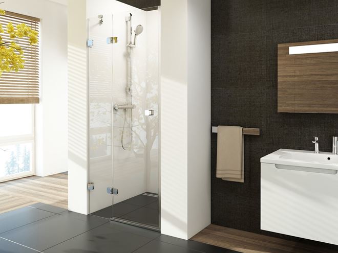 RAVAK BRILLIANT BSD2 90L sprchové dvere 90x195 cm, krídlové, ľavé, chróm/sklo transparent 0UL7AA00Z1 Obrázek - fotka