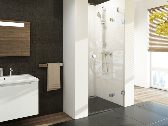 RAVAK BRILLIANT BSD2 90R sprchové dvere 90x195 cm, krídlové, pravé, chróm/sklo transparent 0UP7AA00Z1 Obrázek - fotka
