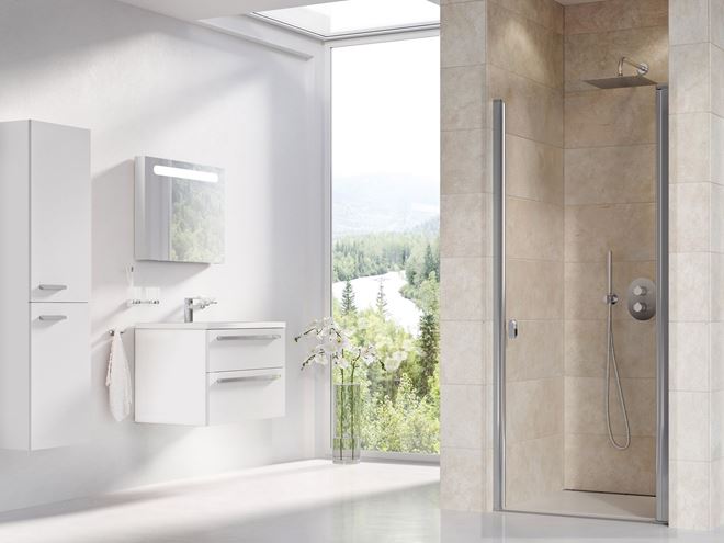 RAVAK CHROME CSD1 80 sprchové dvere 80x195 cm, lietací, satin/sklo transparent 0QV40U00Z1 Obrázek - fotka