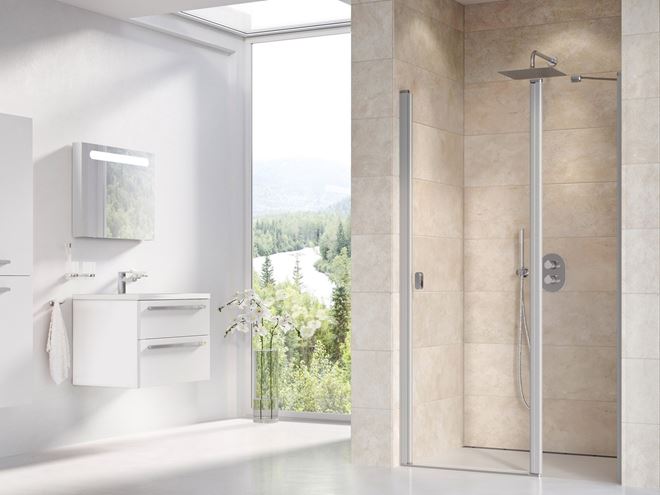 RAVAK CHROME CSD2 110 sprchové dvere 110x195 cm, lietací, satin/sklo transparent 0QVDCU00Z1 Obrázek - fotka