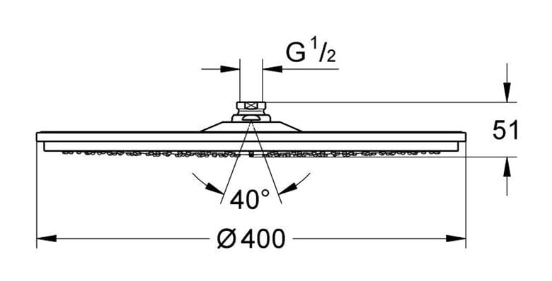 GROHE RAINSHOWER COSMOPOLITAN 400 horná sprcha pr. 400 mm, chróm 28778000 Technický nákres