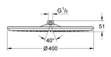 GROHE RAINSHOWER COSMOPOLITAN 400 horná sprcha pr. 400 mm, chróm 28778000 Technický nákres