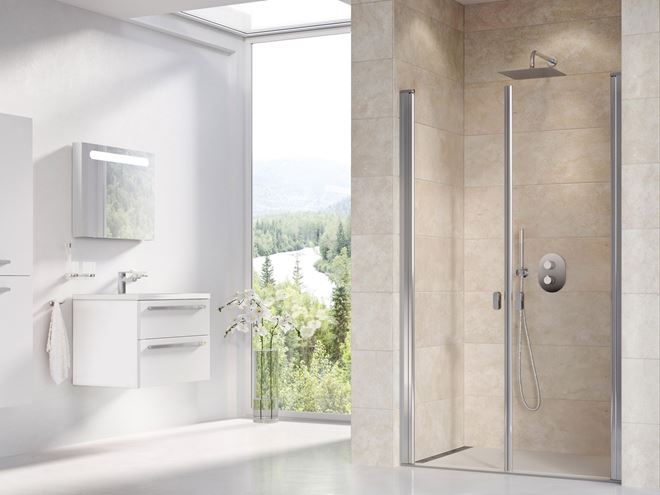 RAVAK CHROME CSDL2 110 sprchové dvere 110x195 cm, lietací, chróm lesk/sklo transparent 0QVDCC0LZ1 Obrázek - fotka