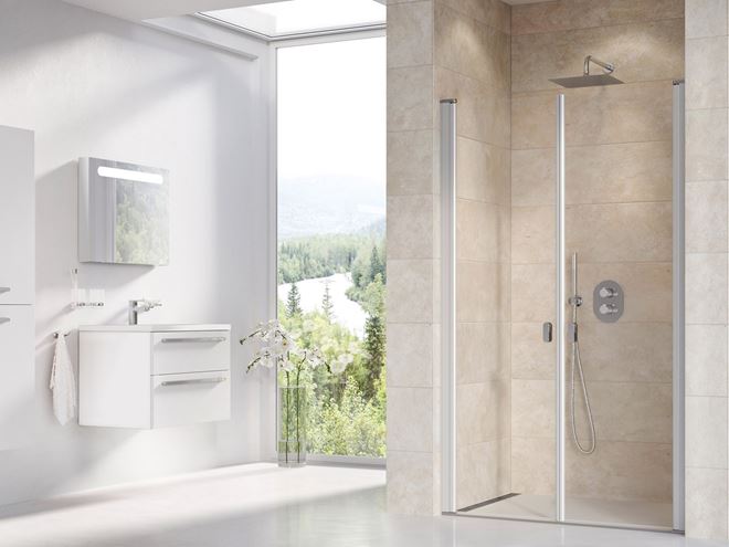 RAVAK CHROME CSDL2 120 sprchové dvere 120x195 cm, lietací, satin/sklo transparent 0QVGCU0LZ1 Obrázek - fotka
