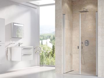 RAVAK CHROME CSDL2 110 sprchové dvere 110x195 cm, lietací, satin/sklo transparent 0QVDCU0LZ1 Obrázek - fotka