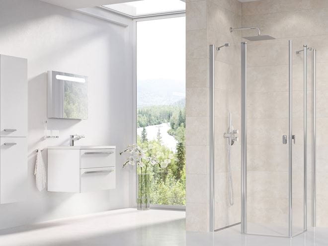 RAVAK CHROME CRV2 80 sprchové dvere 80x195 cm, lietacie, chróm lesk/sklo transparent 1QV40C00Z1 Obrázek - fotka