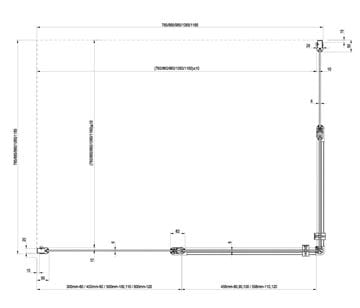 RAVAK CHROME CRV2 90 sprchové dvere 90x195 cm, lietacie, chróm lesk/sklo transparent 1QV70C00Z1 Technický nákres
