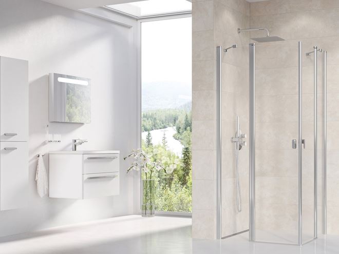 RAVAK CHROME CRV2 100 sprchové dvere 100x195 cm, lietacie, chróm lesk/sklo transparent 1QVA0C00Z1 Obrázek - fotka