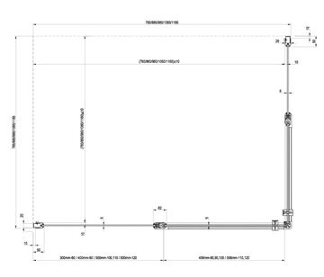 RAVAK CHROME CRV2 90 sprchové dvere 90x195 cm, lietacie, biela/sklo transparent 1QV70100Z1 Technický nákres