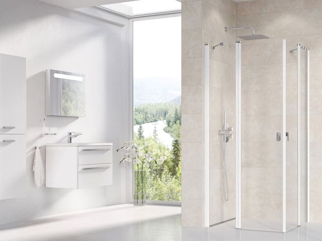 RAVAK CHROME CRV2 90 sprchové dvere 90x195 cm, lietacie, biela/sklo transparent 1QV70100Z1 Obrázek - fotka