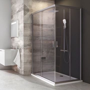 RAVAK BLIX BLRV2K 90 sprchové dvere 90x190 cm, posuvné, satin/sklo transparent 1XV70U00Z1 Obrázek - fotka