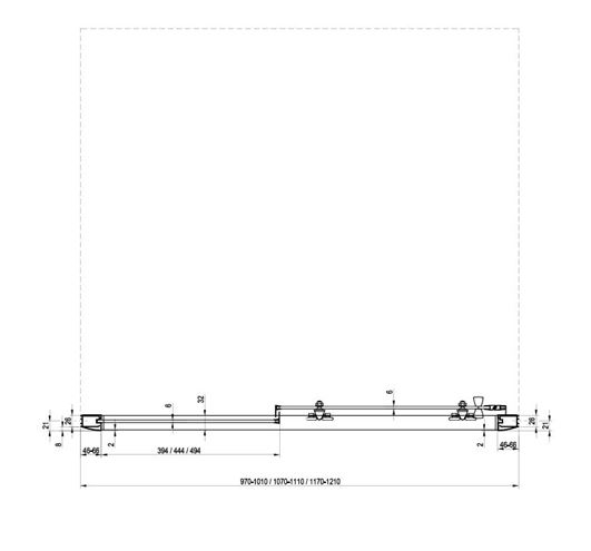 RAVAK BLIX BLDP2 110 sprchové dvere 110x190 cm, posuvné, chróm lesk/sklo transparent 0PVD0C00Z1 Technický nákres