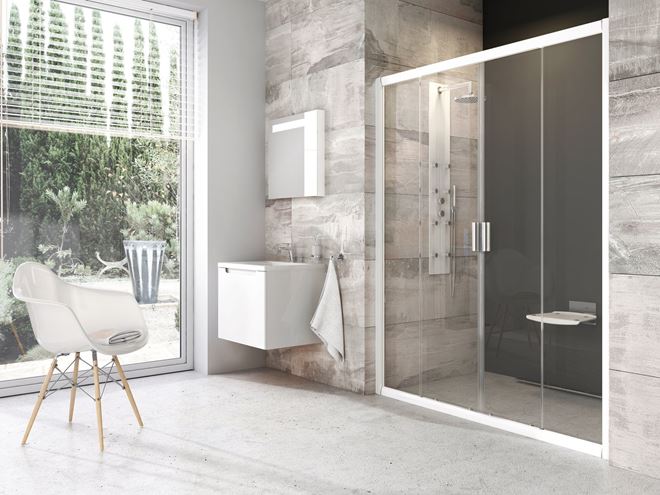 RAVAK BLIX BLDP4 140 sprchové dvere 140x190 cm, posuvné, biela/sklo transparent 0YVM0100Z1 Obrázek - fotka