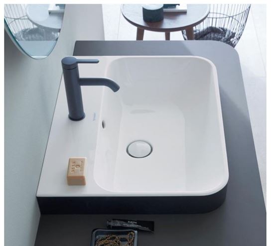 DURAVIT HAPPY D.2 PLUS umývadlo 60 cm, s otvorom pre batériu a prepadom, biela/matná čierna 2360606100 Obrázek - fotka