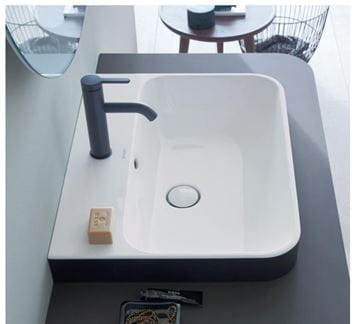 DURAVIT HAPPY D.2 PLUS umývadlo 60 cm, s otvorom pre batériu a prepadom, biela/matná čierna 2360606100 Obrázek - fotka