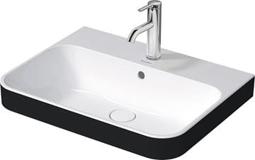 DURAVIT HAPPY D.2 PLUS umývadlo 60 cm, s otvorom pre batériu a prepadom, biela/matná čierna 2360606100 Obrázek - fotka