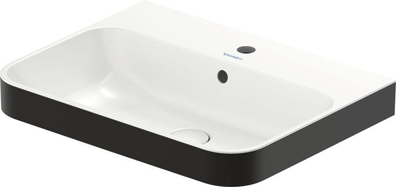 DURAVIT HAPPY D.2 PLUS umývadlo 60 cm, s otvorom pre batériu a prepadom, biela/matná čierna 2360606100 Obrázek - Hlavní obrázek