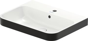 DURAVIT HAPPY D.2 PLUS umývadlo 60 cm, s otvorom pre batériu a prepadom, biela/matná čierna