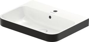 DURAVIT HAPPY D.2 PLUS umývadlo 60 cm, s otvorom pre batériu a prepadom, biela/matná čierna