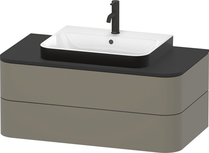 DURAVIT HAPPY D.2 PLUS umývadlo 60 cm, s otvorom pre batériu a prepadom, biela/matná čierna 2360606100 Obrázek - fotka