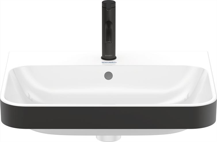 DURAVIT HAPPY D.2 PLUS umývadlo 60 cm, s otvorom pre batériu a prepadom, biela/matná čierna 2360606100 Obrázek - fotka