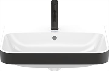 DURAVIT HAPPY D.2 PLUS umývadlo 60 cm, s otvorom pre batériu a prepadom, biela/matná čierna 2360606100 Obrázek - fotka