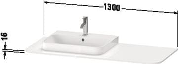 DURAVIT HAPPY D.2 doska pod umývadlo s výrezom 130x55x1,6 cm, orech HP031KM6969 Technický nákres