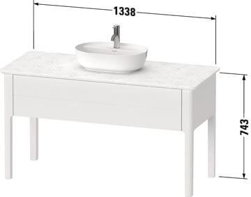 DURAVIT LUV skrinka pod umývadlo 133,8x57x74,3 cm, 1 zásuvka, Push-open, Stone šedá satén mat LU956109292 Obrázek - fotka