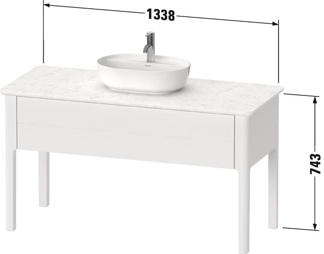 DURAVIT LUV skrinka pod umývadlo 133,8x57x74,3 cm, 1 zásuvka, Push-open, Stone šedá satén mat LU956109292 Obrázek - fotka