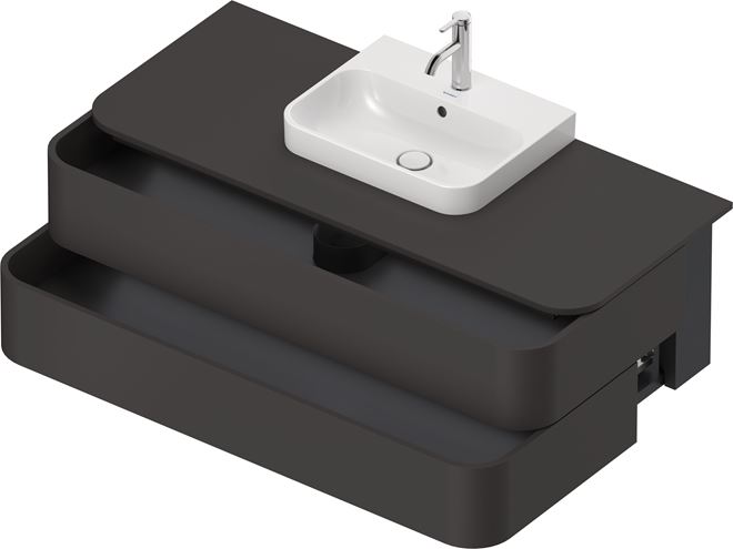 DURAVIT HAPPY D.2 PLUS skrinka pod umývadlo 130x40,8x55 cm, 2 zásuvky, Push-open, Graphit super matt HP497208080 Obrázek - fotka