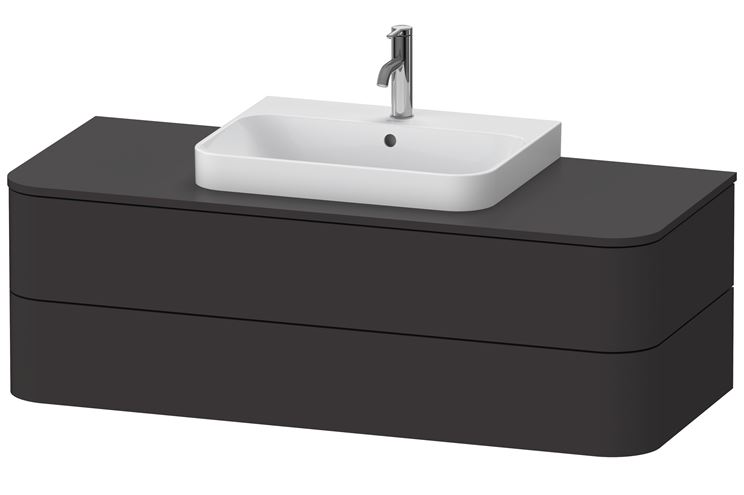 DURAVIT HAPPY D.2 PLUS skrinka pod umývadlo 130x40,8x55 cm, 2 zásuvky, Push-open, Graphit super matt HP497208080 Obrázek - fotka