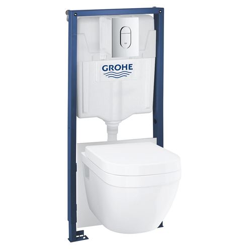 GROHE RAPID SL závesné WC s montážnym prvkom GROHE RAPID SL, Rimless splachovanie, SoftClose sedadlo, chrómové tlačidlo 36503000 Obrázek - Hlavní obrázek