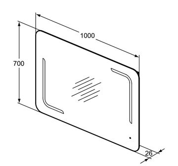 IDEAL STANDARD MIRROR & LIGHT zrkadlo 100x70 cm, s osvetlením, s vyhrievaním T3352BH Technický nákres