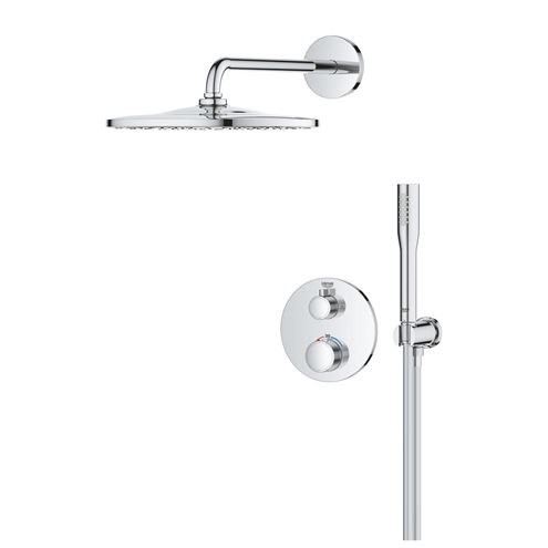 GROHE GROHTHERM sprchový set s podomietkovou termostatickou batériou, horná sprcha, ručná sprcha, hadica, držiak, chróm 34869000 Obrázek - fotka