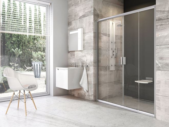 RAVAK BLIX BLDP4 200 sprchové dvere 200x190 cm, posuvné, satin/sklo transparent 0YVK0U00Z1 Obrázek - fotka