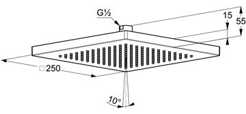 KLUDI A-QA horná sprcha 250x250 mm, chróm 6653105-00 Technický nákres
