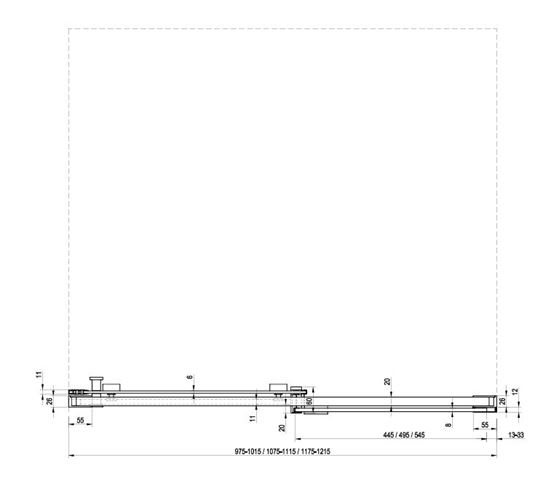 RAVAK MATRIX MSD2 110 R sprchové dvere 110x195 cm, posuvné, pravé, chróm lesk/sklo transparent 0WPD0C00Z1 Technický nákres