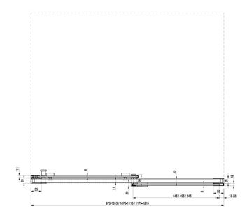 RAVAK MATRIX MSD2 110 R sprchové dvere 110x195 cm, posuvné, pravé, chróm lesk/sklo transparent 0WPD0C00Z1 Technický nákres