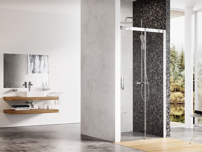 RAVAK MATRIX MSD2 110 R sprchové dvere 110x195 cm, posuvné, pravé, chróm lesk/sklo transparent 0WPD0C00Z1 Obrázek - fotka