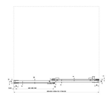 RAVAK MATRIX MSD2 120 L sprchové dvere 120x195 cm, posuvné, ľavé, chróm lesk/sklo transparent 0WLG0C00Z1 Technický nákres