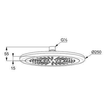 KLUDI FRESHLINE horná sprcha pr. 250 mm, chróm 6751105-00 Technický nákres